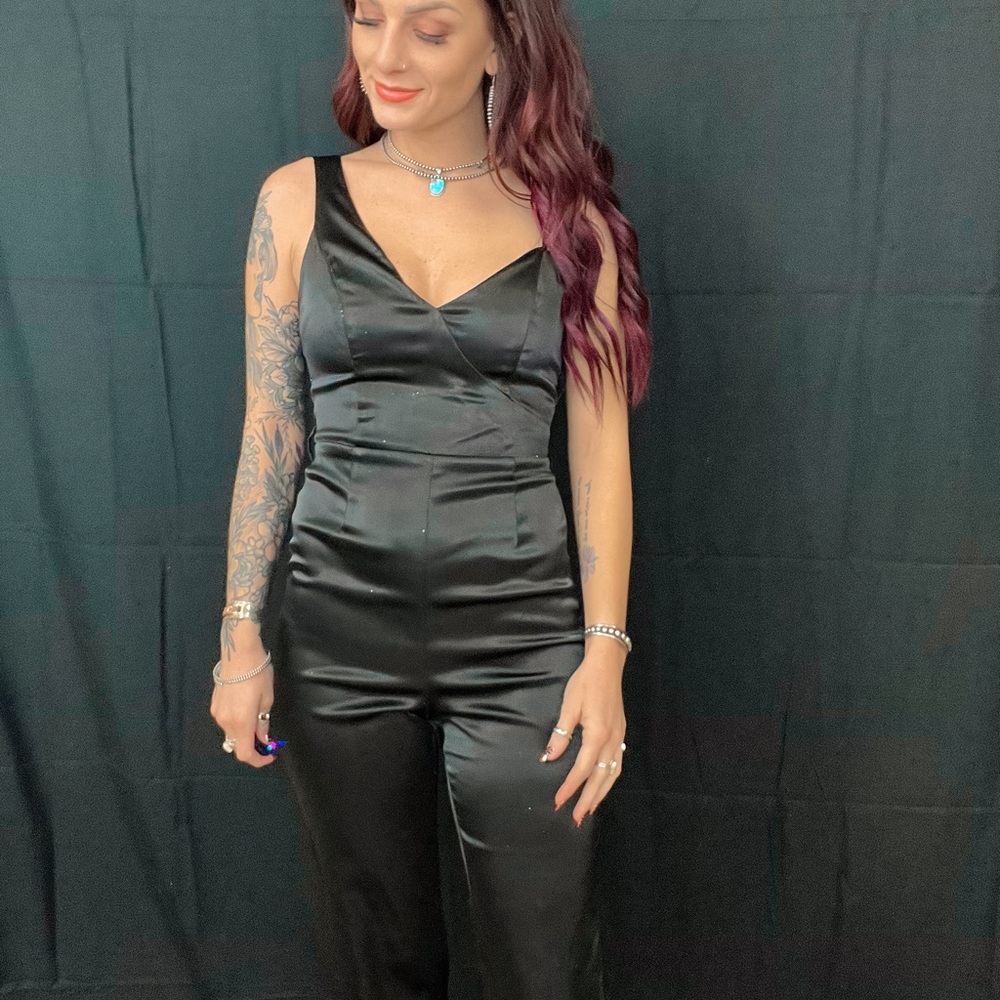 Back in Black Satin Jumpsuit